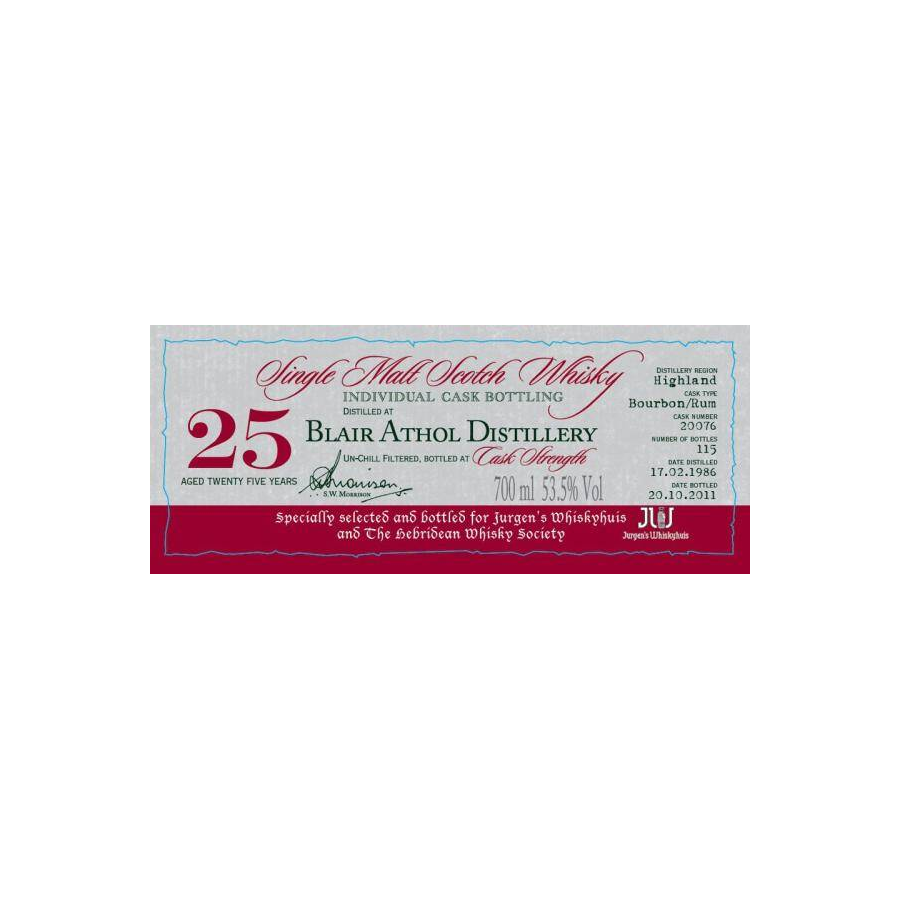 Blair Athol Individual Cask Bottling 1986 25 Years Single Malt Whisky 2