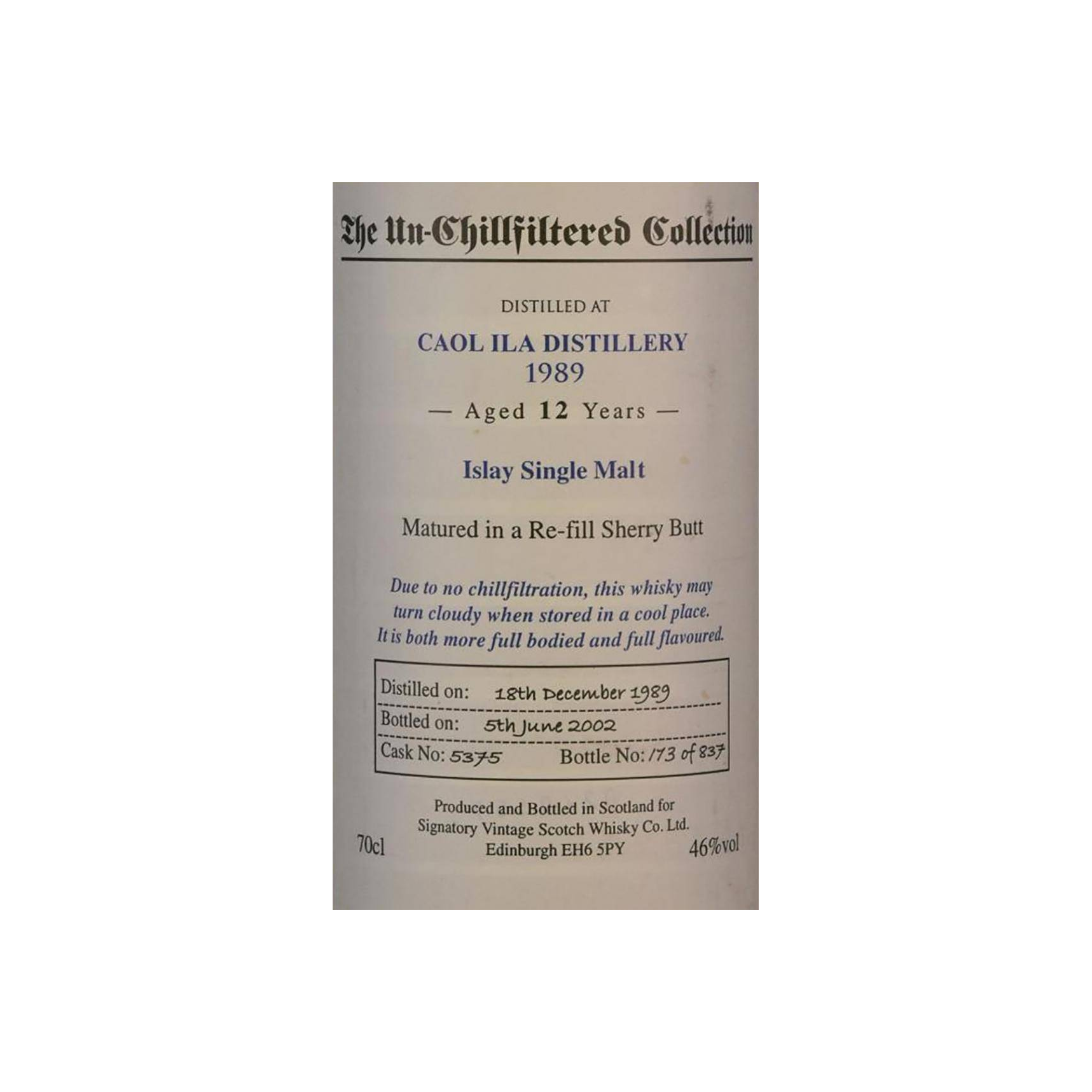 Caol Ila The Un-Chillfiltered Collection 1989 12 Years Single Malt Whisky 2