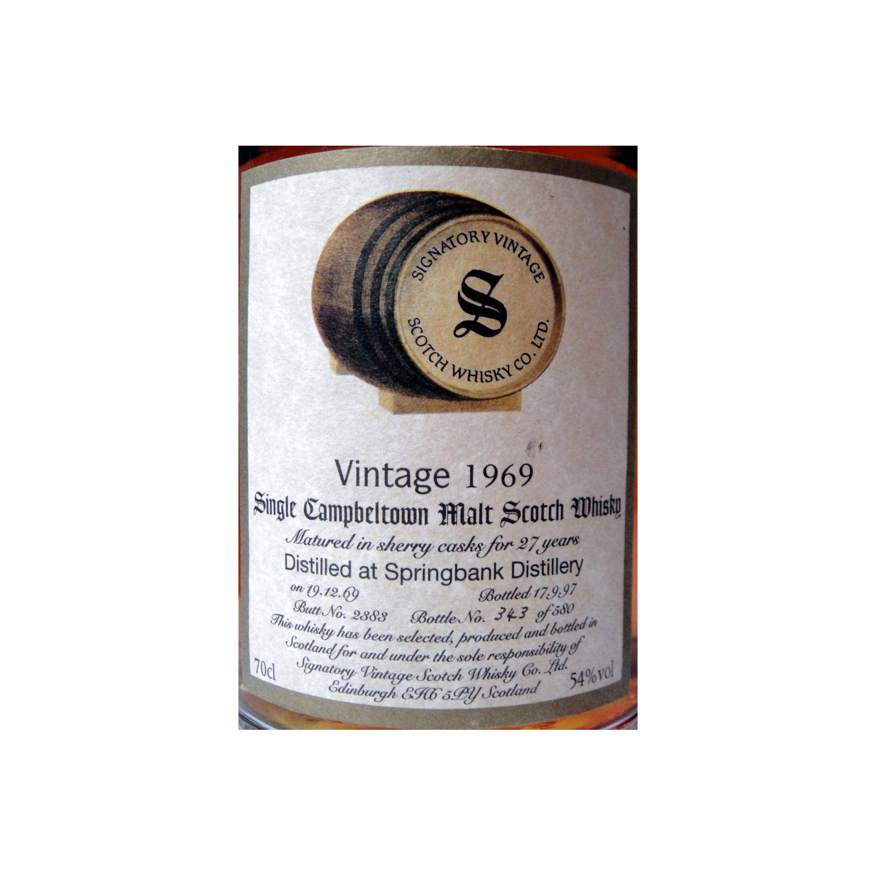 Springbank Vintage Collection - Dumpy 1969 27 Years Single Malt Whisky 2