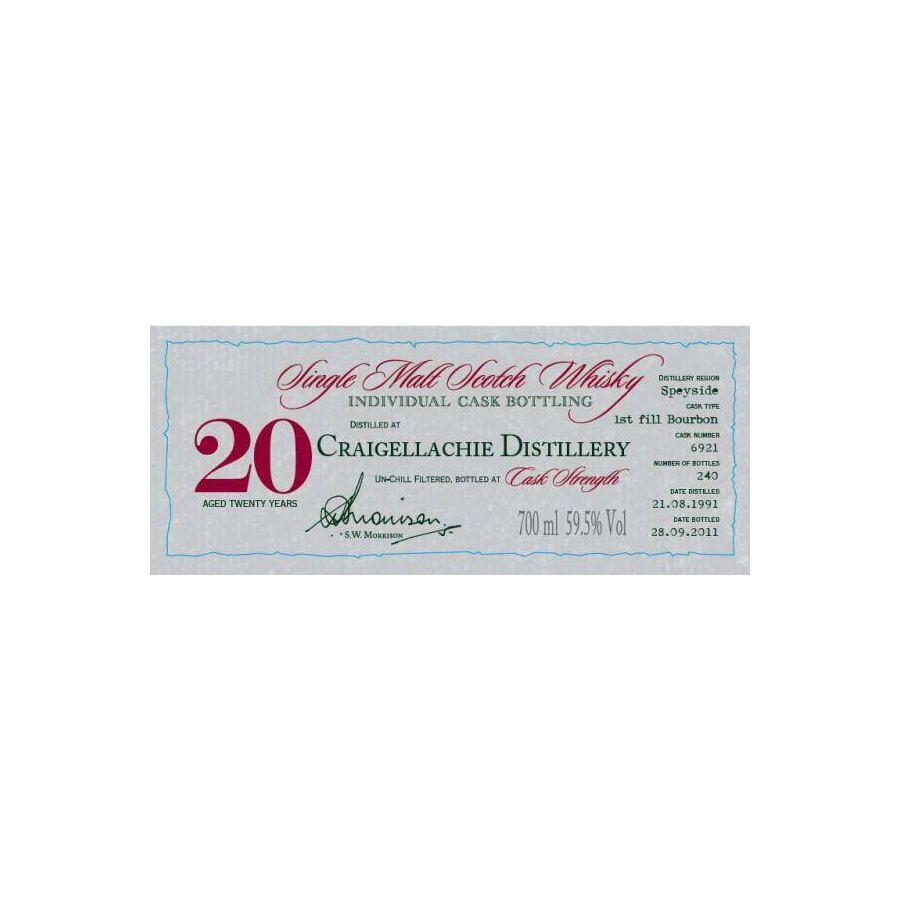 Craigellachie Individual Cask Bottling 1991 20 Years Single Malt Whisky 2
