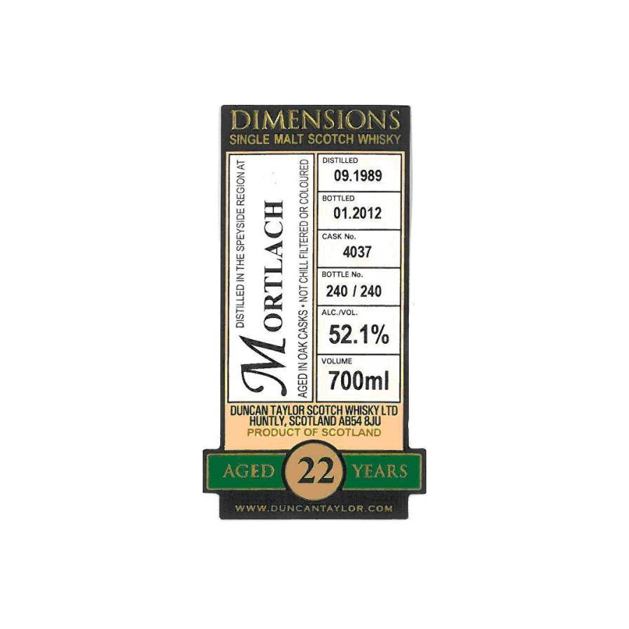Mortlach Dimensions 1989 22 Years Single Malt Whisky