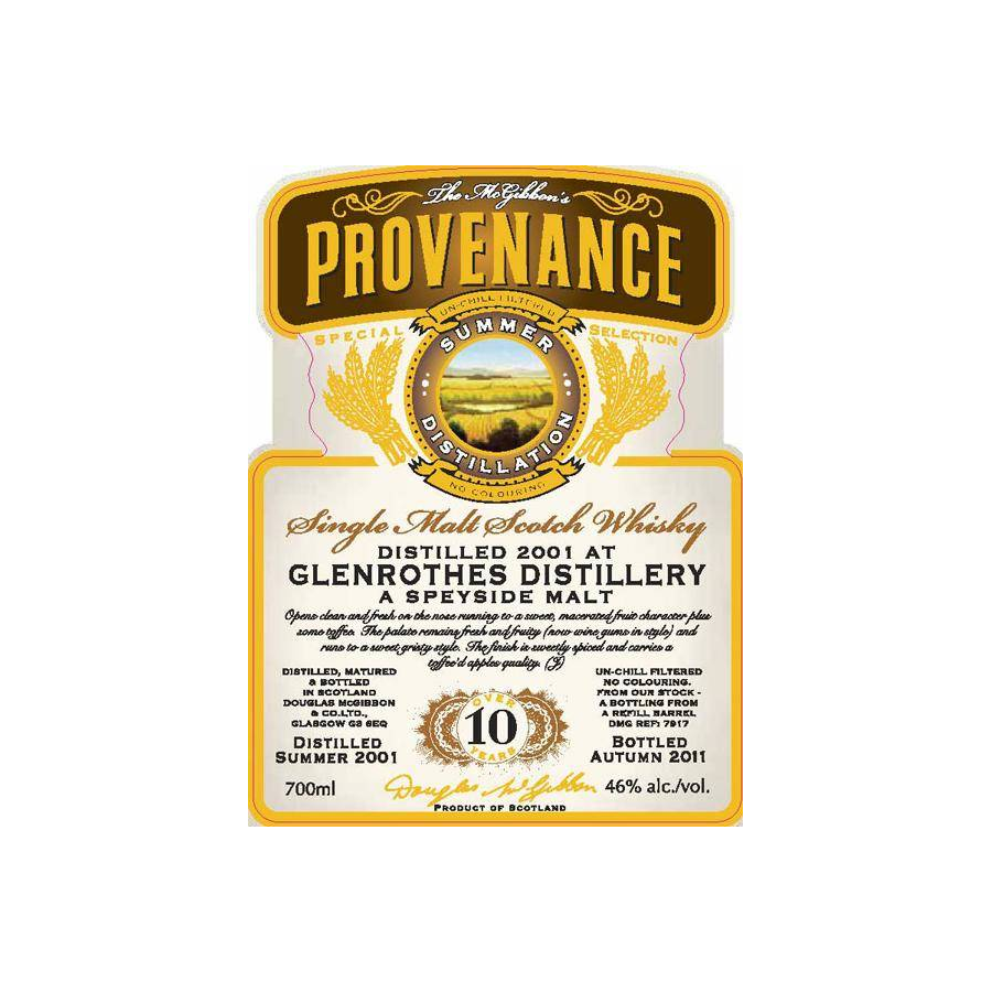 The Glenrothes McGibbon's Provenance 2001 10 Years Single Malt Whisky