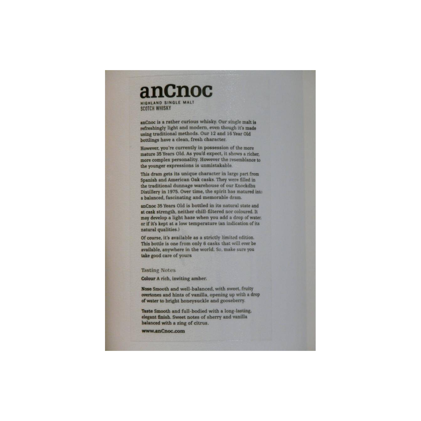 An Cnoc Limited Edition 1975 35 Years Single Malt Whisky 2
