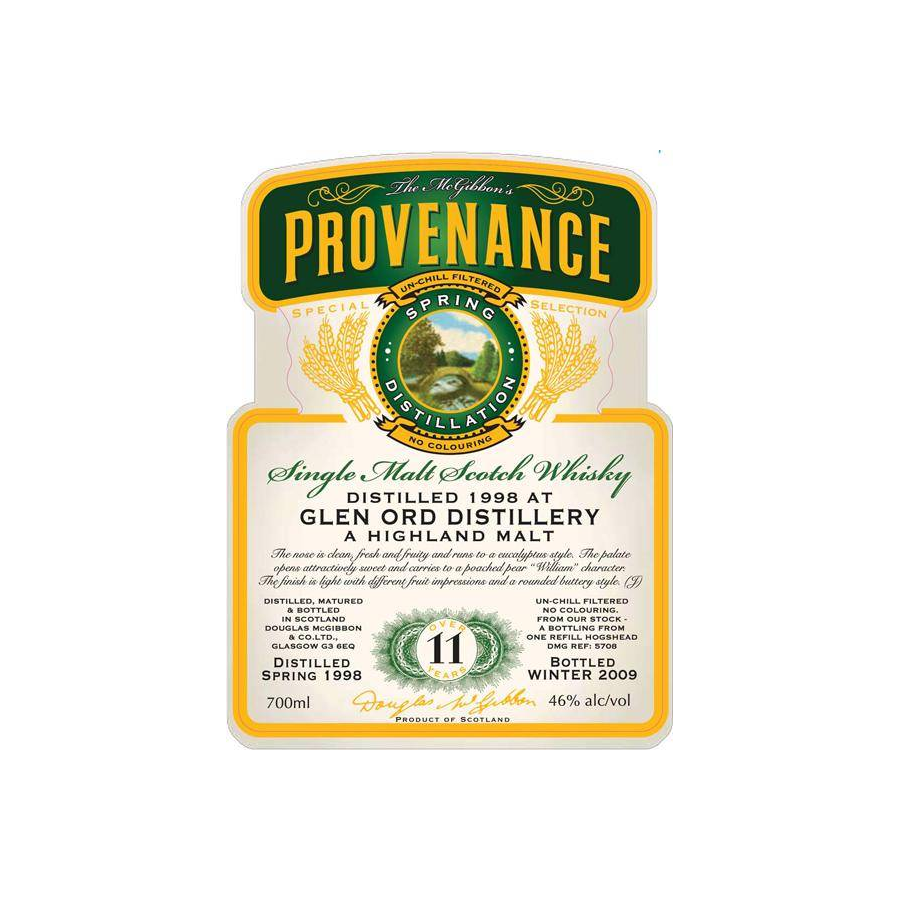 Glen Ord McGibbon's Provenance 1998 11 Years Single Malt Whisky