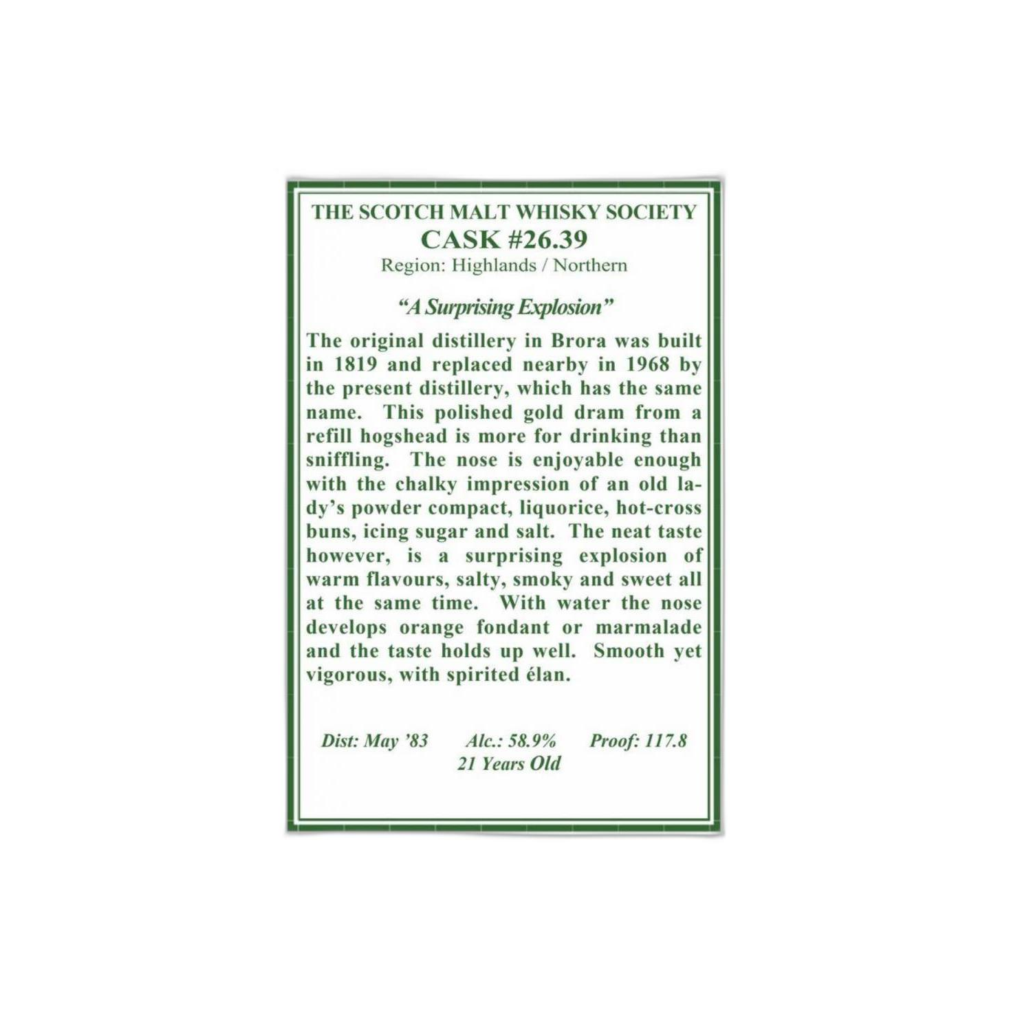 The Scotch Malt Whisky Society 1983 21 Years Single Malt Whisky