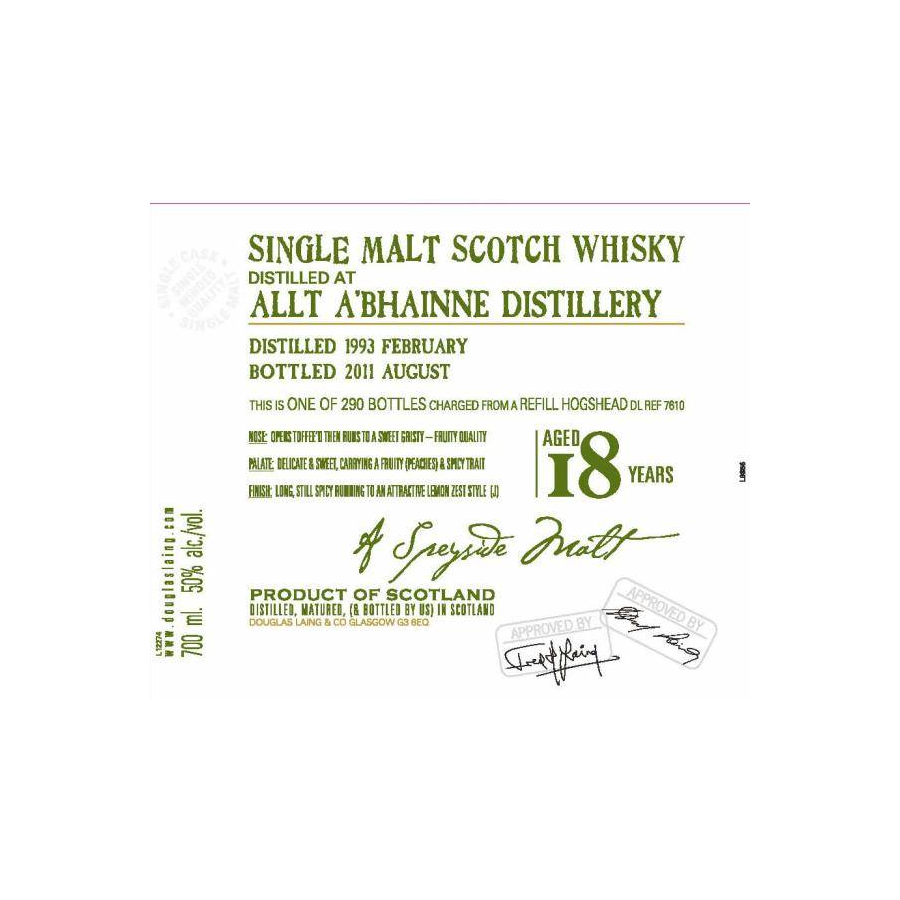 Allt-A-Bhainne Old Malt Cask 1993 18 Years Single Malt Whisky