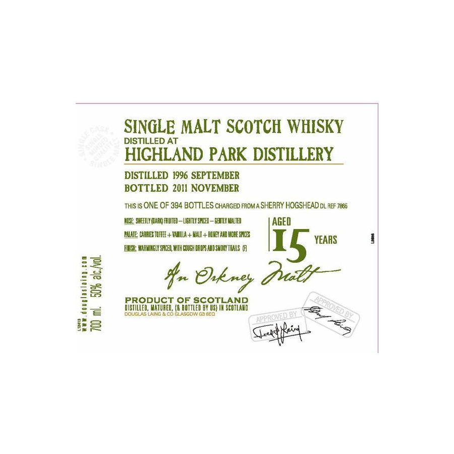 Highland Park Old Malt Cask 1996 15 Years Single Malt Whisky