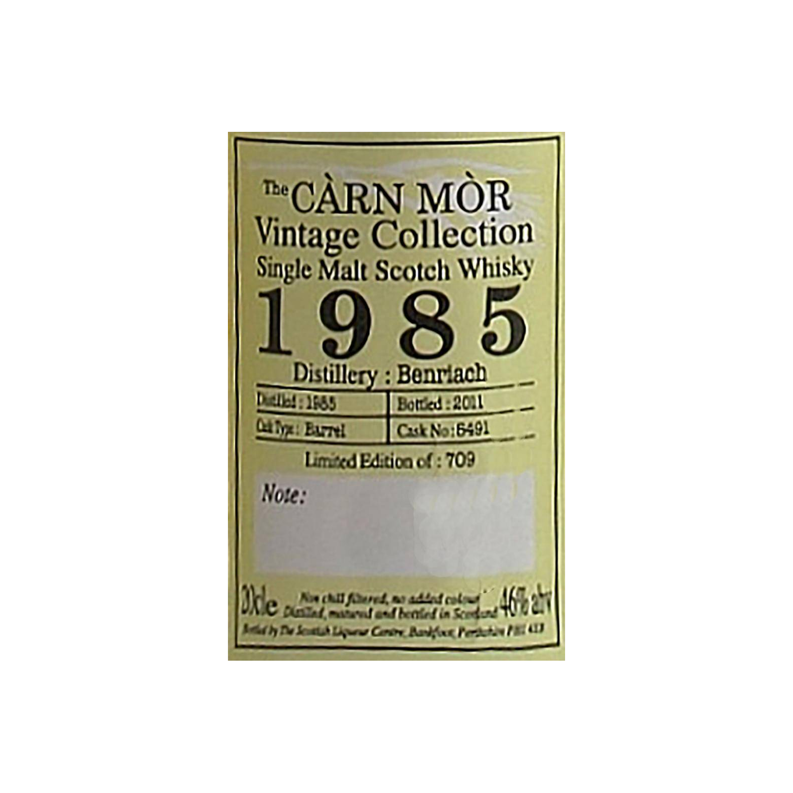BenRiach 1985 26 Years Single Malt Whisky 3