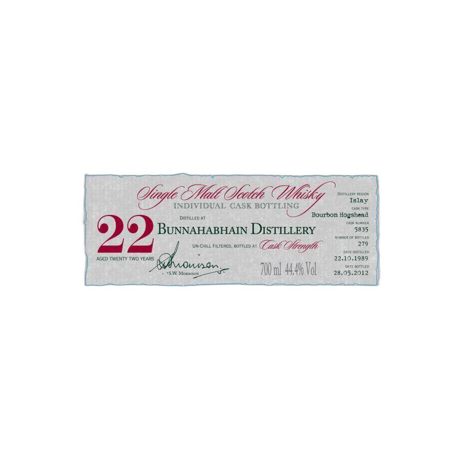 Bunnahabhain Individual Cask Bottling 1989 22 Years Single Malt Whisky