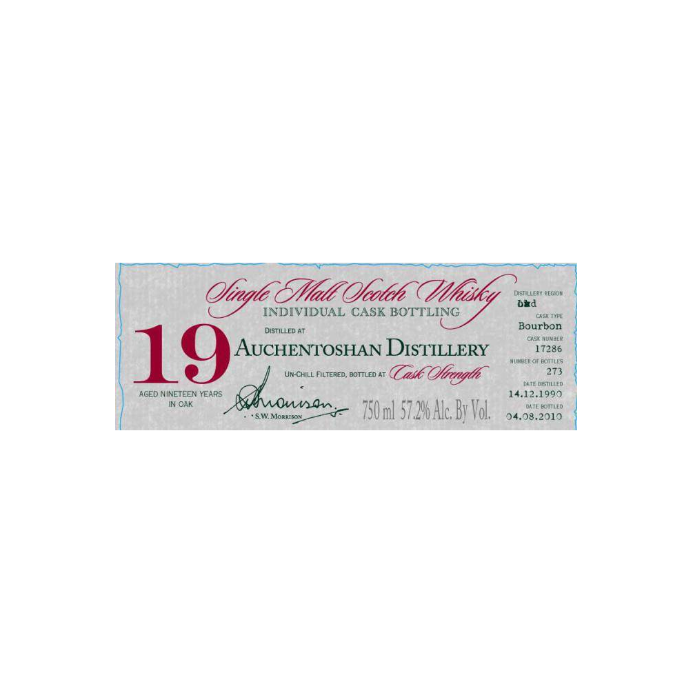 Auchentoshan Individual Cask Bottling 1990 19 Years Single Malt Whisky