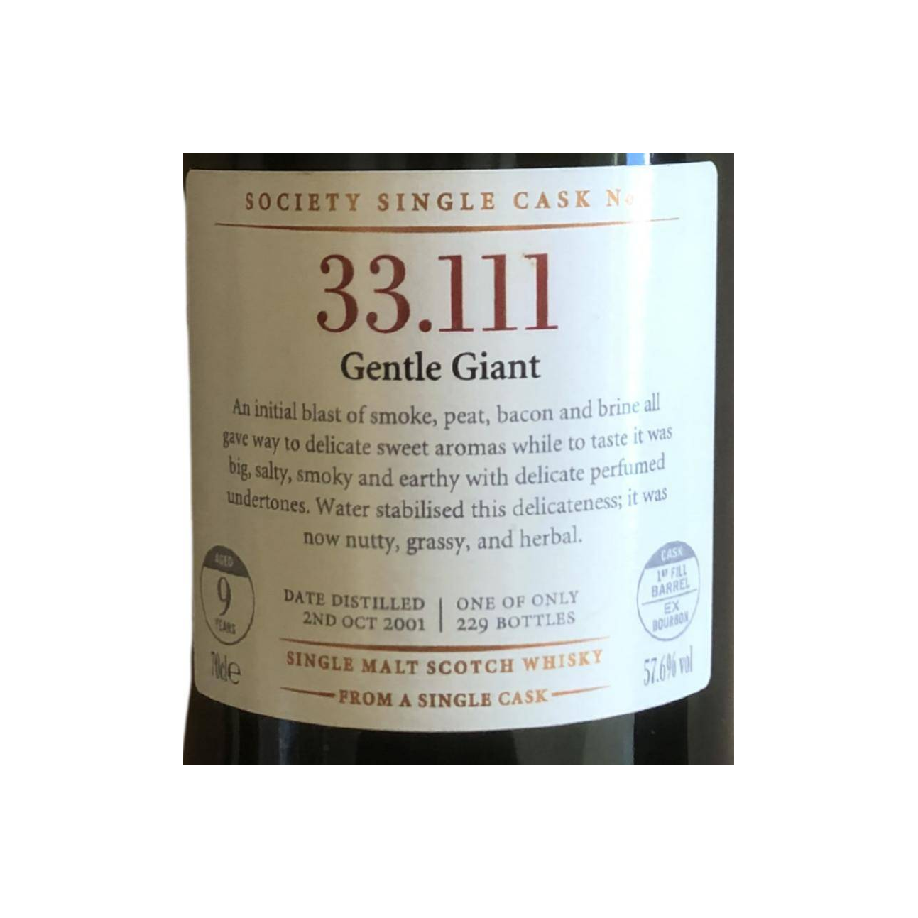 The Scotch Malt Whisky Society 2001 9 Years Single Malt Whisky