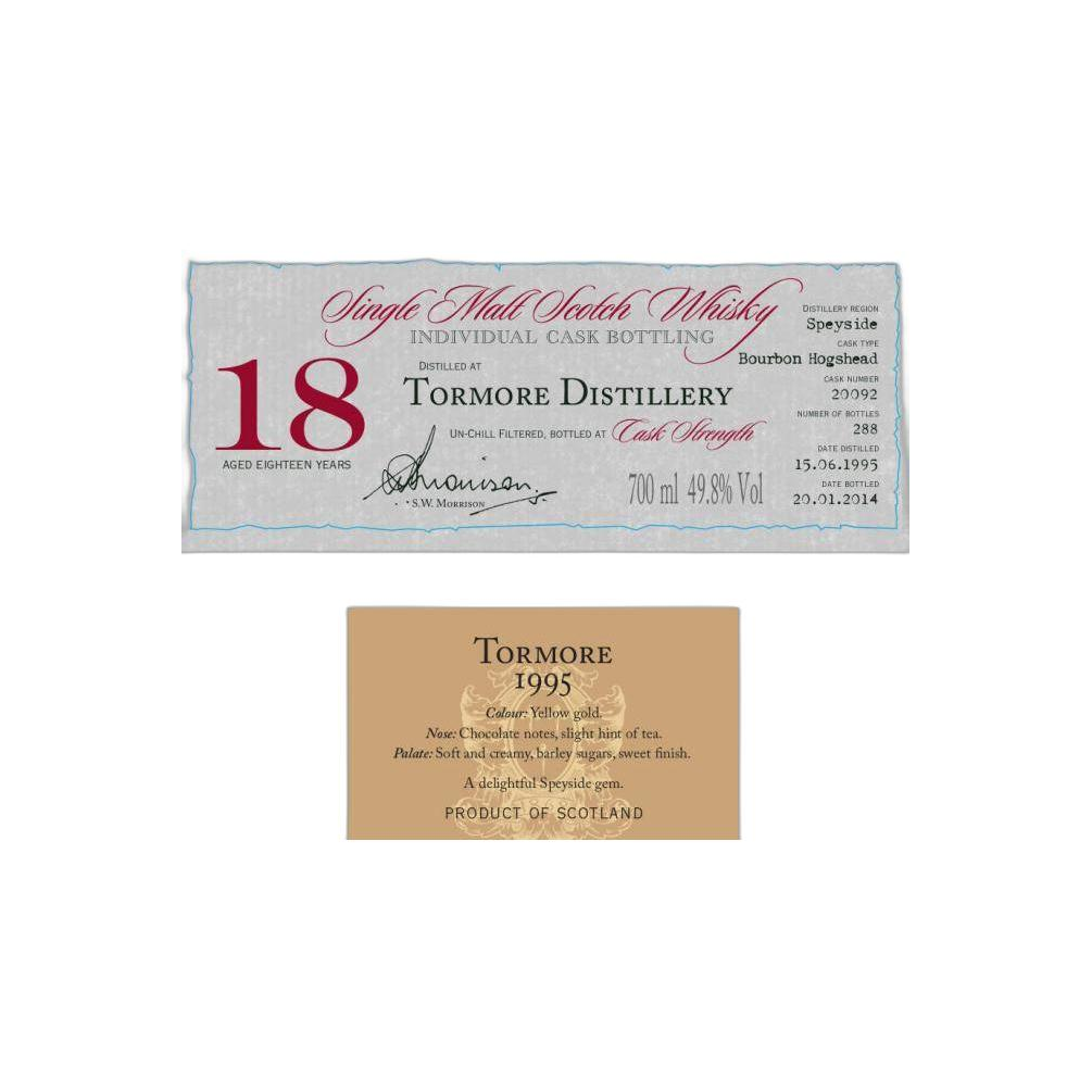 Tormore Individual Cask Bottling 1995 18 Years Single Malt Whisky
