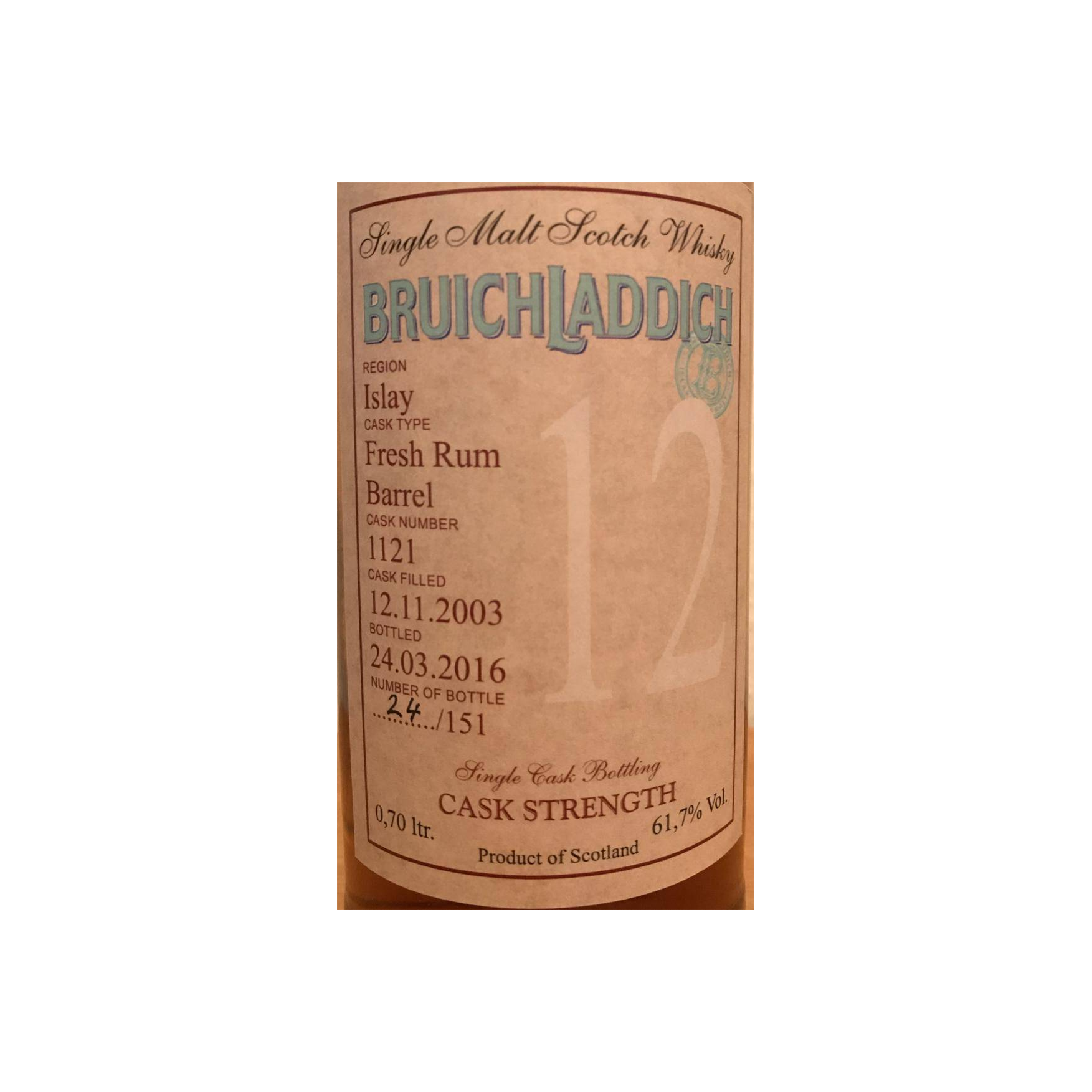 Bruichladdich Private Bottling 2003 12 Years Single Malt Whisky 2