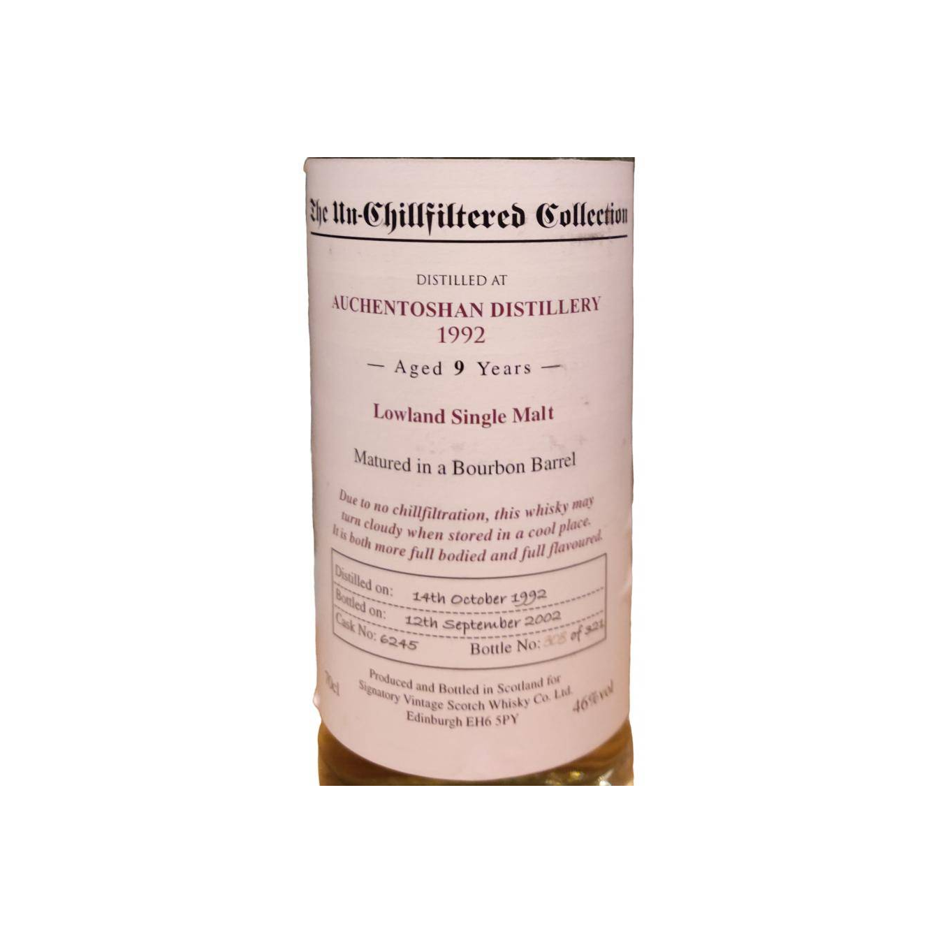 Auchentoshan The Un-Chillfiltered Collection 1992 9 Years Single Malt Whisky