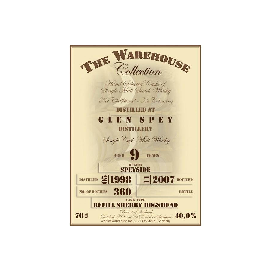 Glen Spey 1998 9 Years Single Malt Whisky
