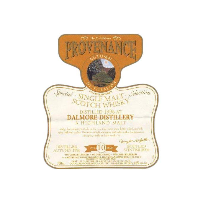 The Dalmore McGibbon's Provenance 1996 10 Years Single Malt Whisky