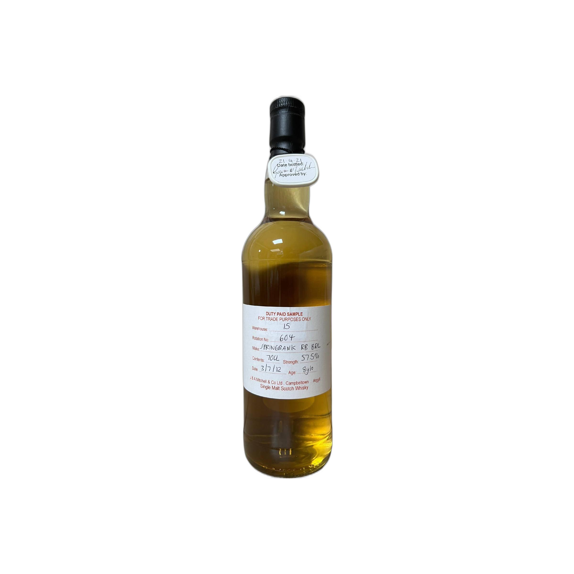 Springbank Duty Paid Sample - For Trade Purposes Only 2012 8 Years Single Malt Whisky