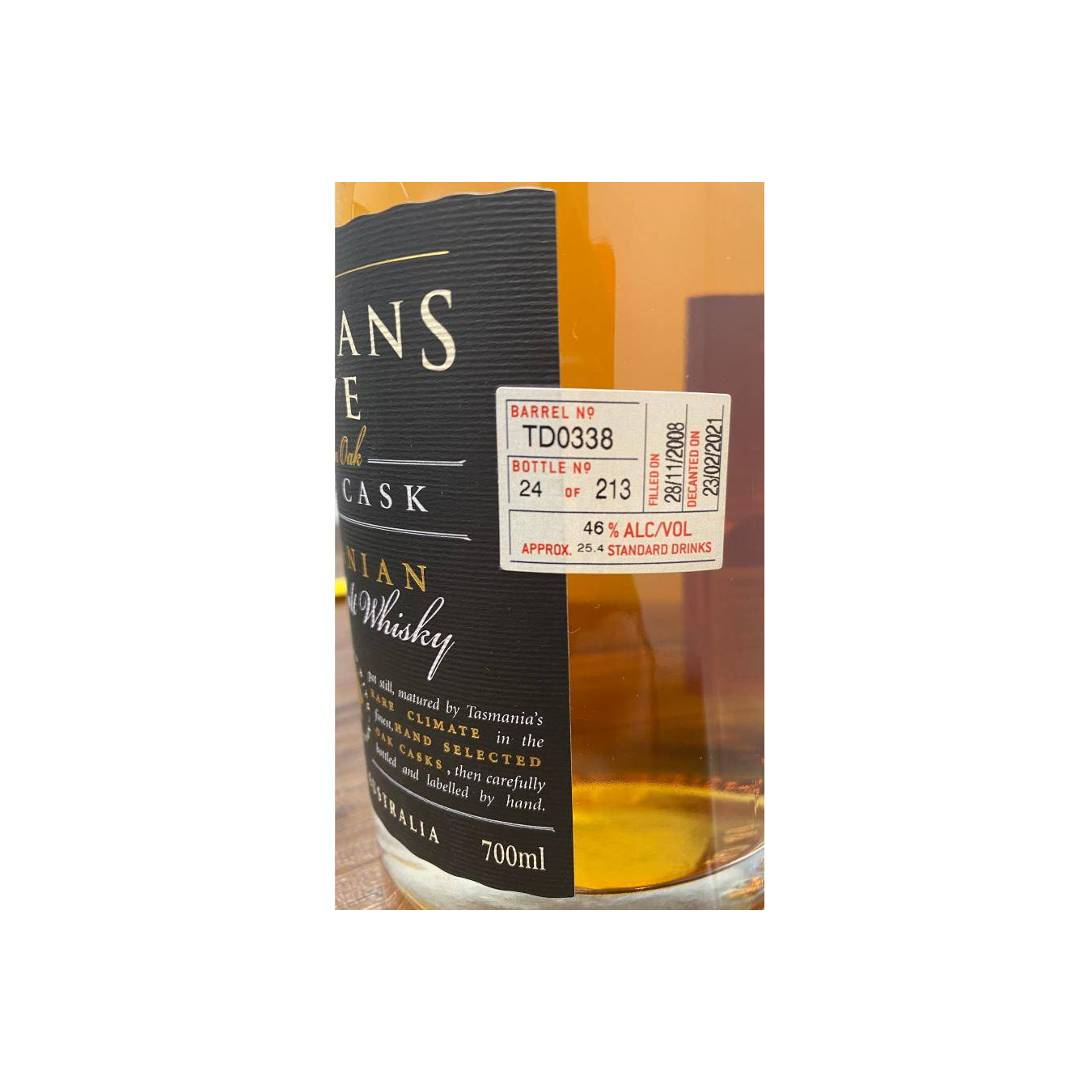 Sullivans Cove Single Cask 2008 12 Years Single Malt Whisky