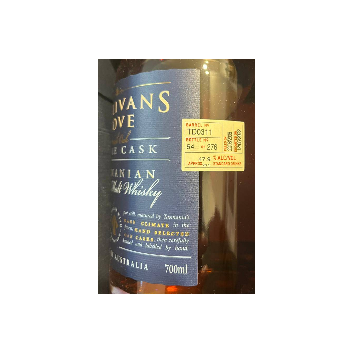Sullivans Cove Single Cask 2008 13 Years Single Malt Whisky