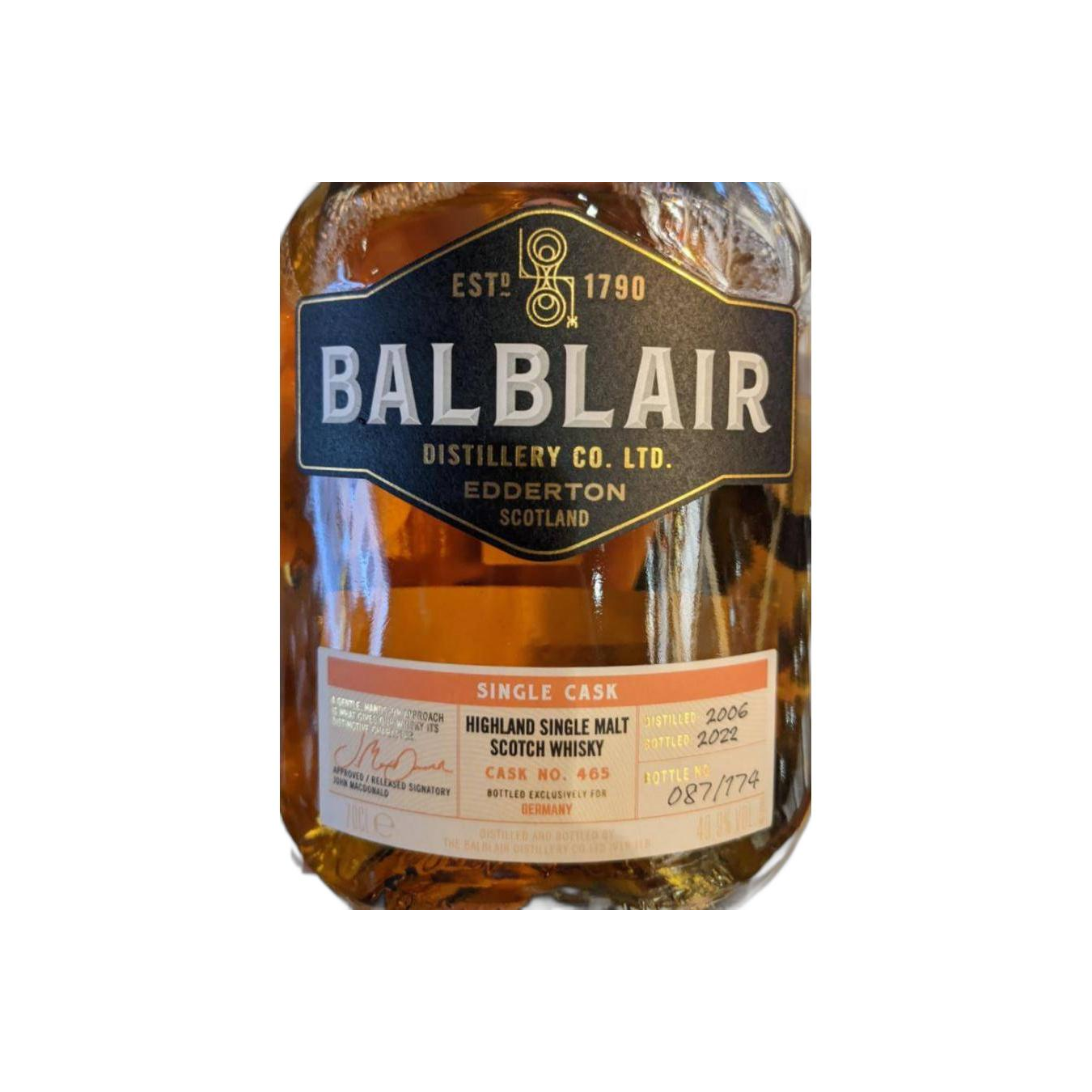 Balblair Single Cask 2006 16 Years Single Malt Whisky