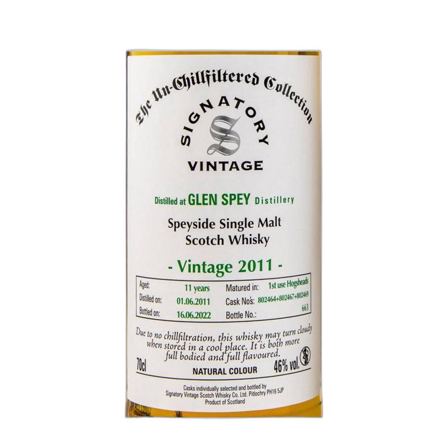 Glen Spey The Un-Chillfiltered Collection 2011 11 Years Single Malt Whisky 2