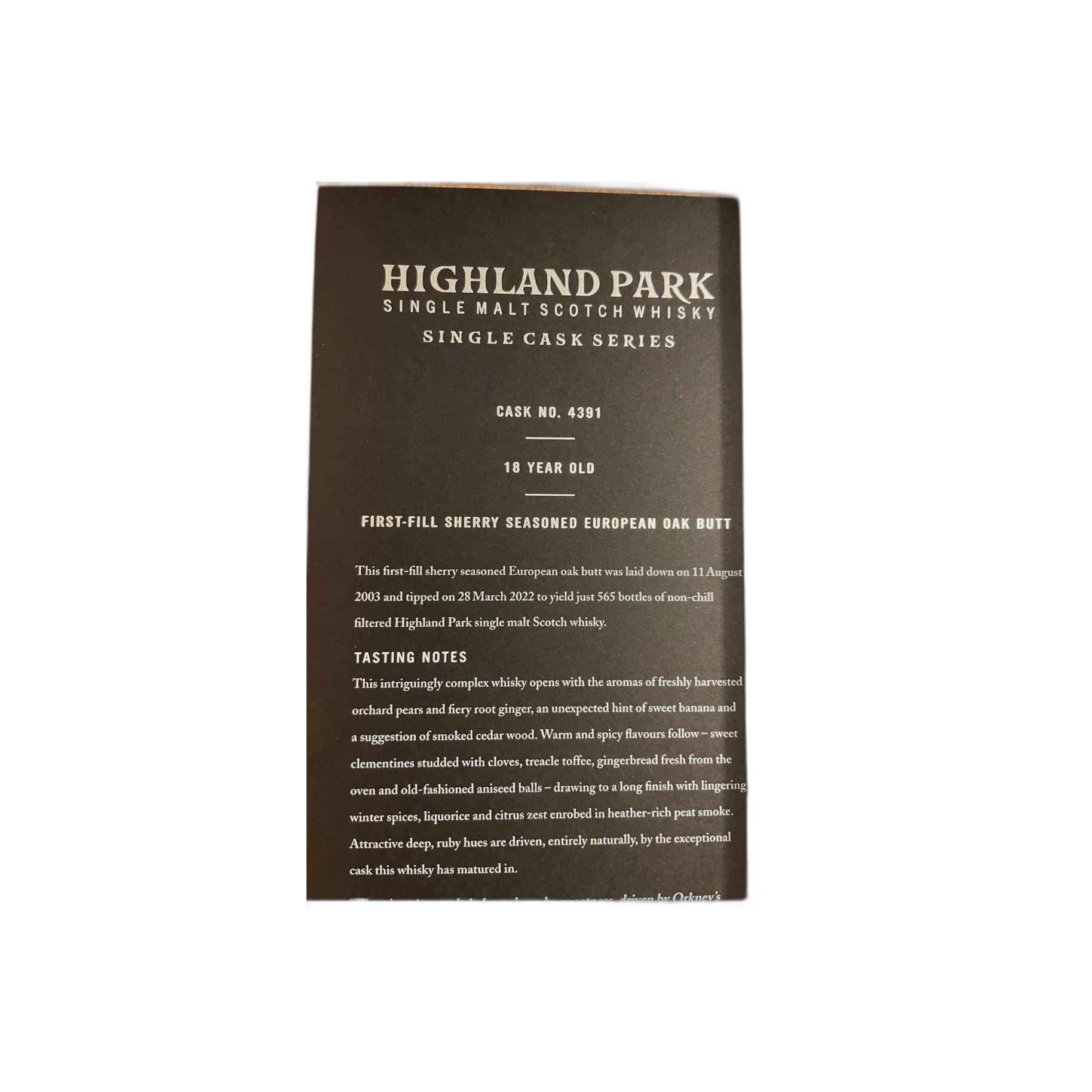 Highland Park Single Cask 2003 18 Years Single Malt Whisky 3