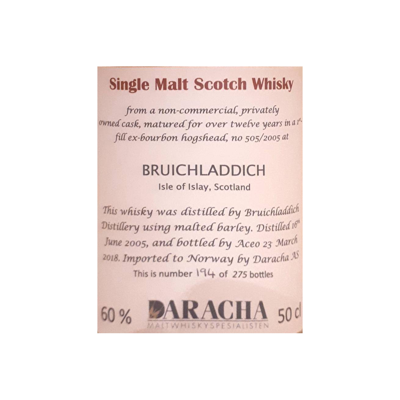 Bruichladdich 2005 12 Years Single Malt Whisky 3