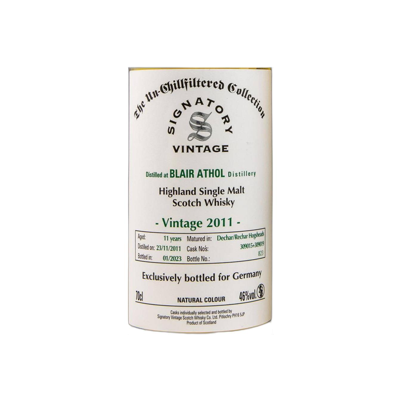 Blair Athol The Un-Chillfiltered Collection 2011 11 Years Single Malt Whisky 2
