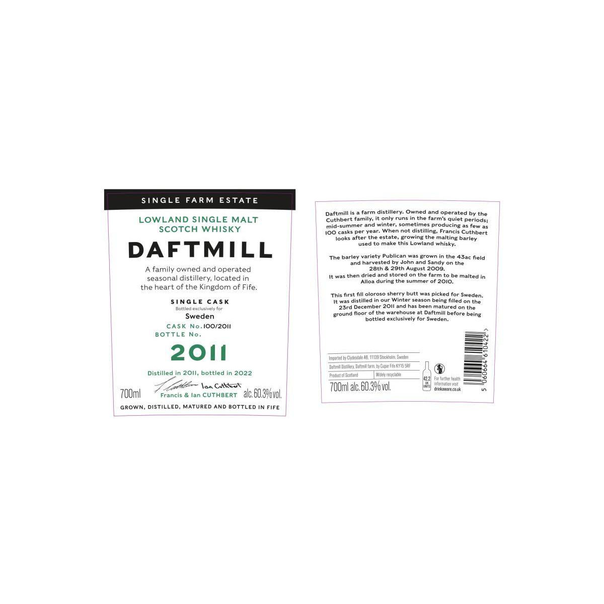 Daftmill Single Cask 2011 11 Years Single Malt Whisky