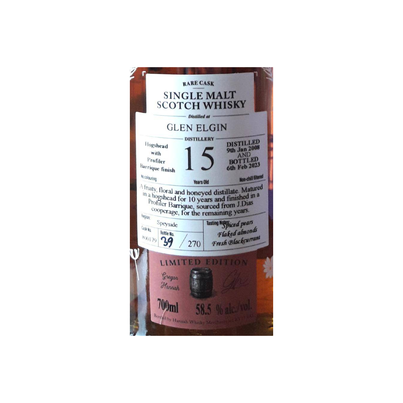 Glen Elgin 2008 15 Years Single Malt Whisky