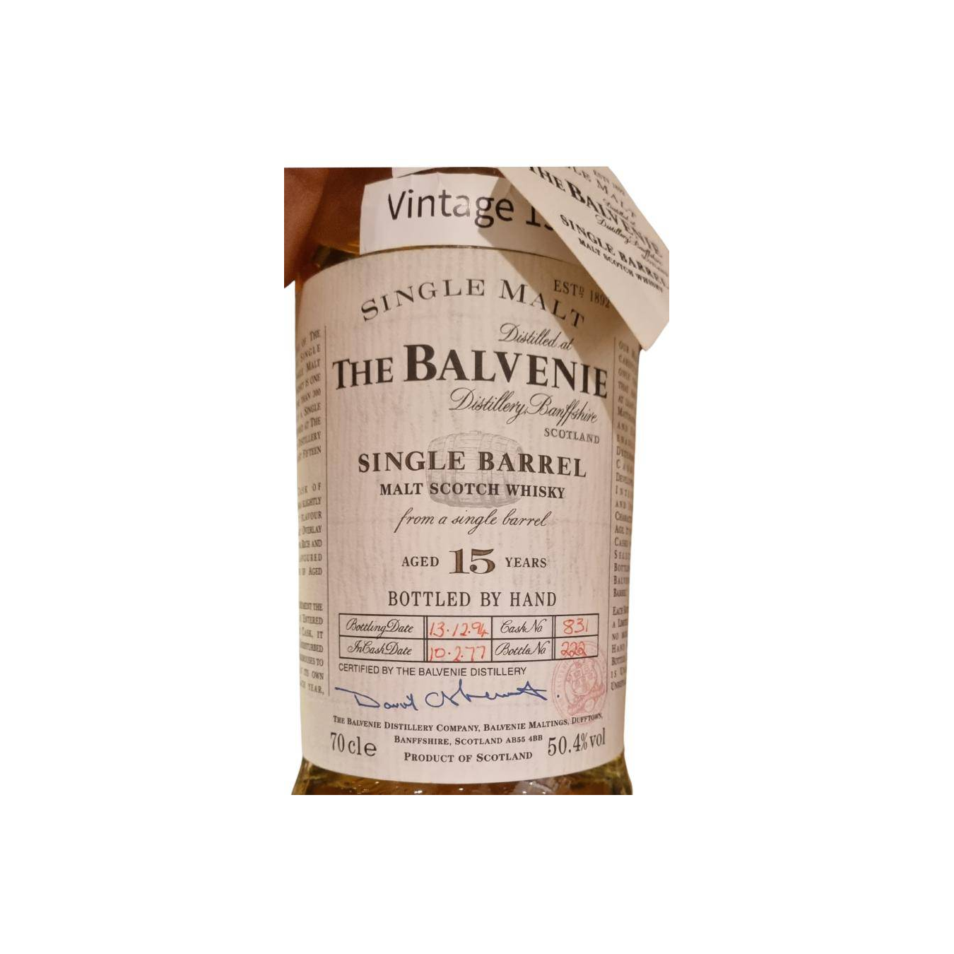 The Balvenie Single Cask 1977 15 Years Single Malt Whisky