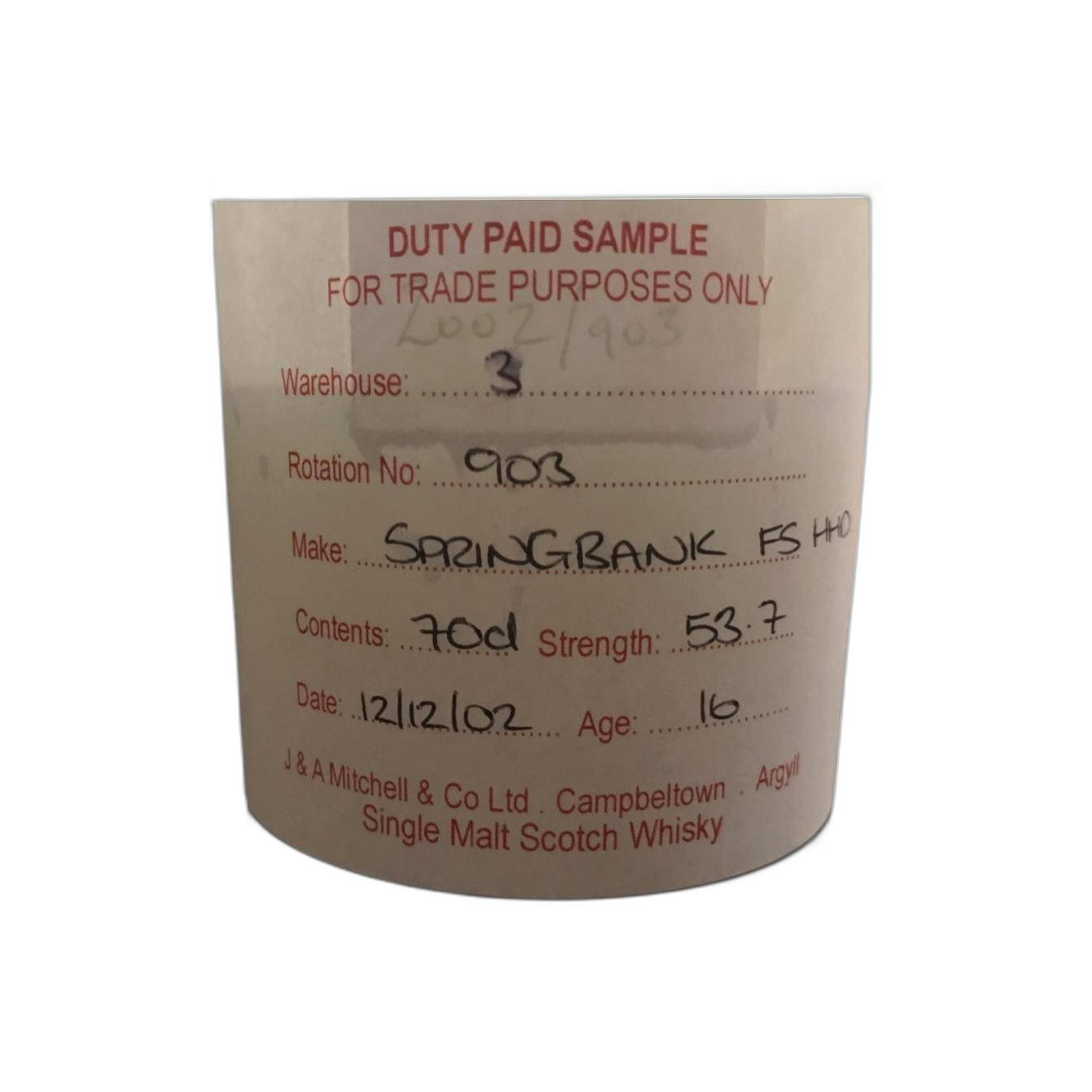 Springbank 2002 16 Years Single Malt Whisky