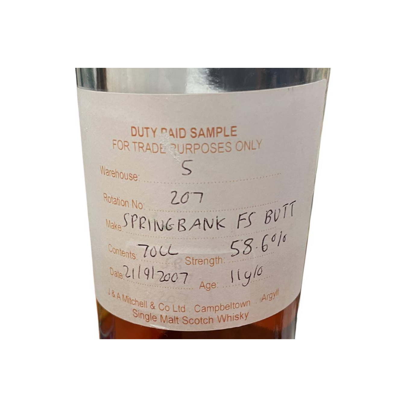 Springbank 2007 11 Years Single Malt Whisky