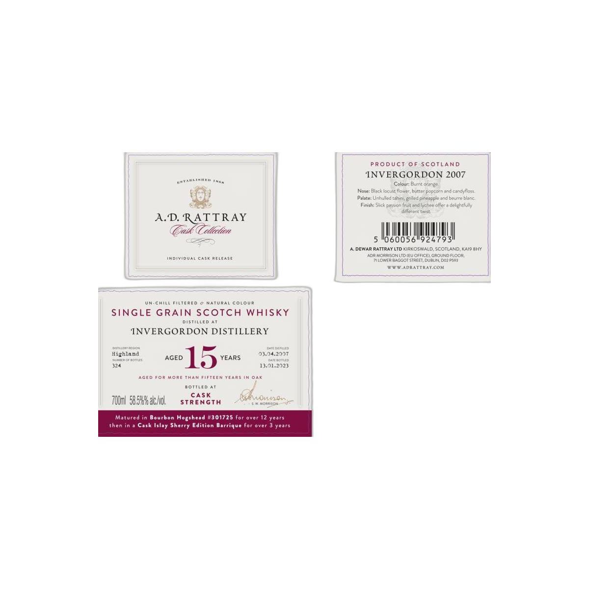 A.D. Rattray 2007 15 Years Single Grain Whisky