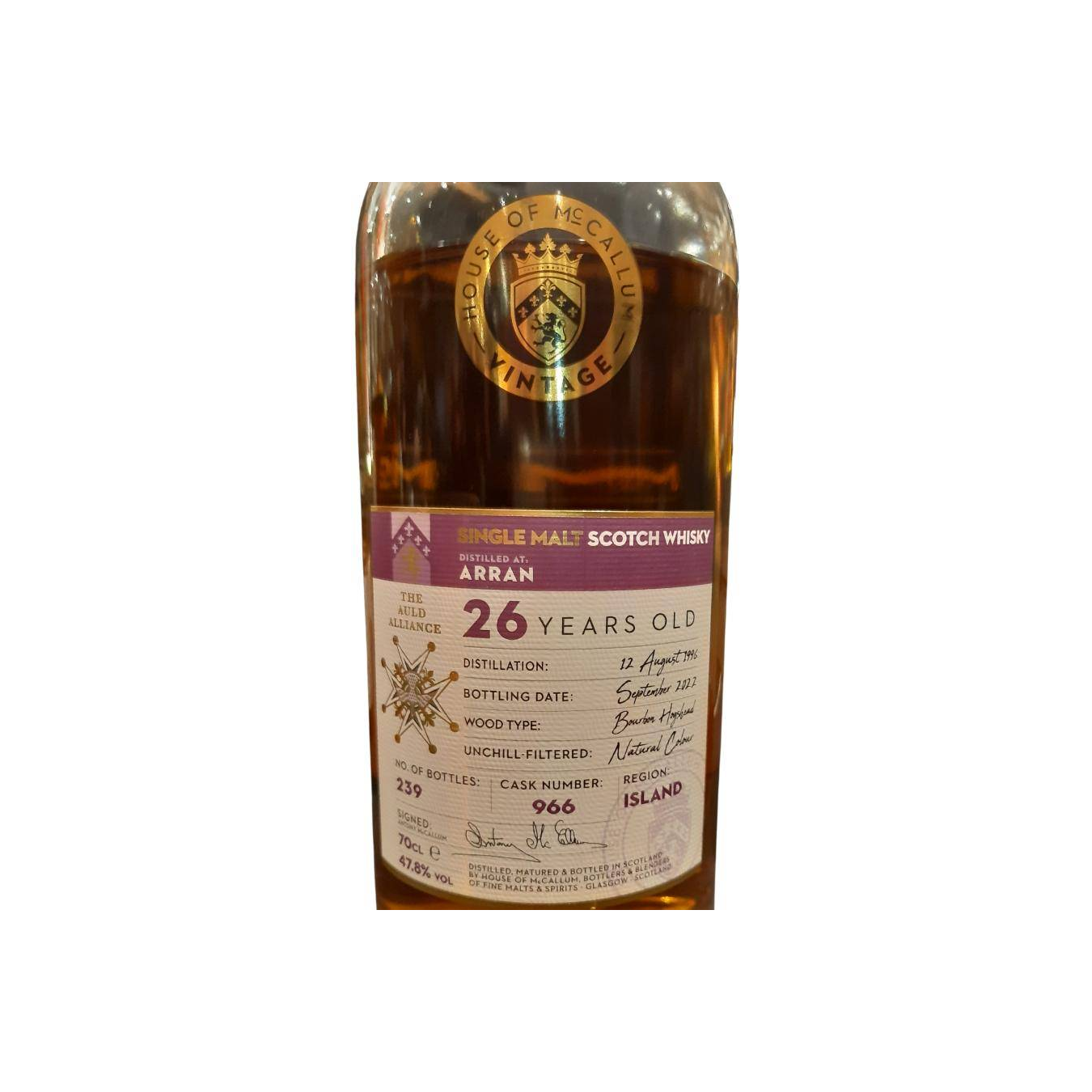 House of McCallum 1996 26 Years Single Malt Whisky