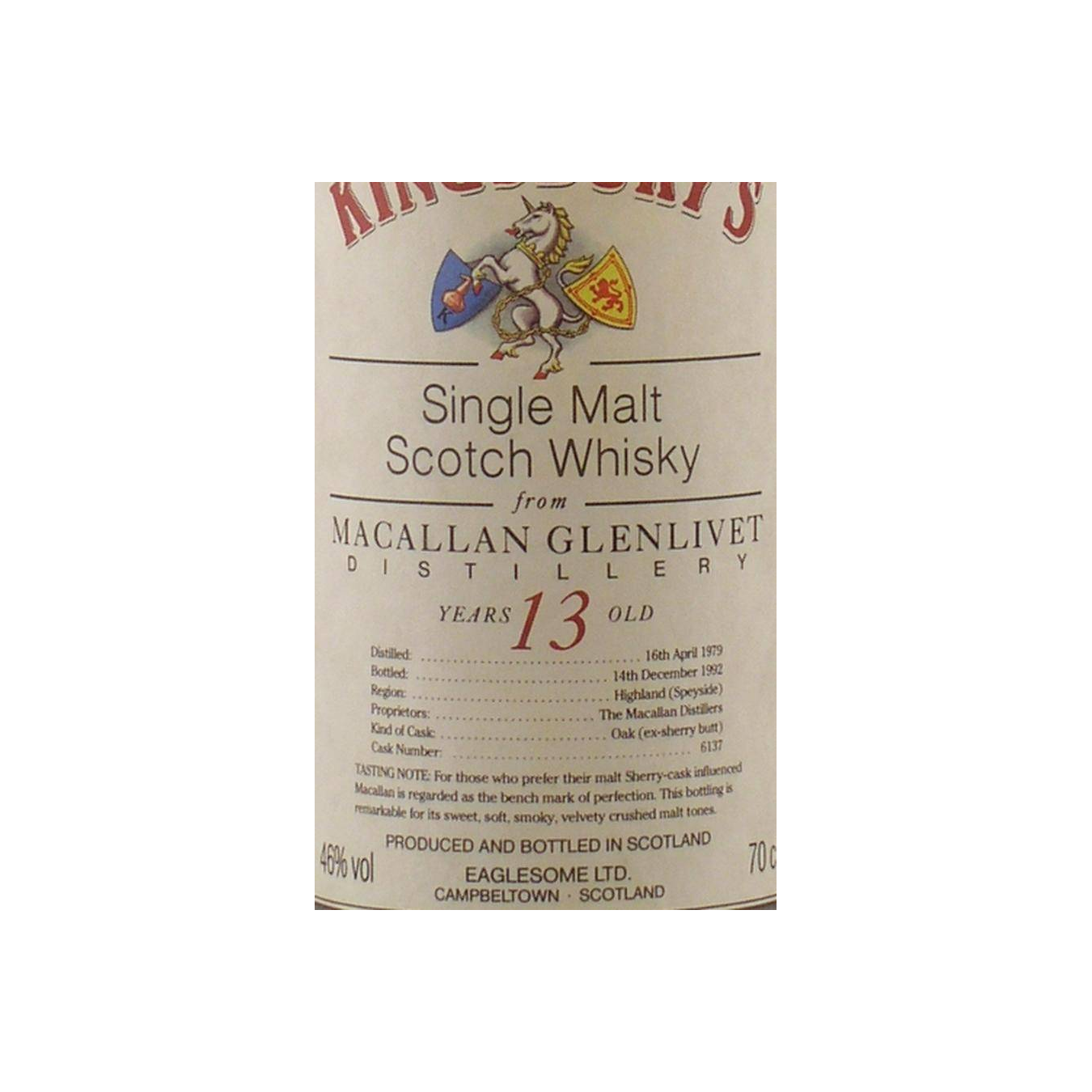 Kingsbury 1979 13 Years Single Malt Whisky