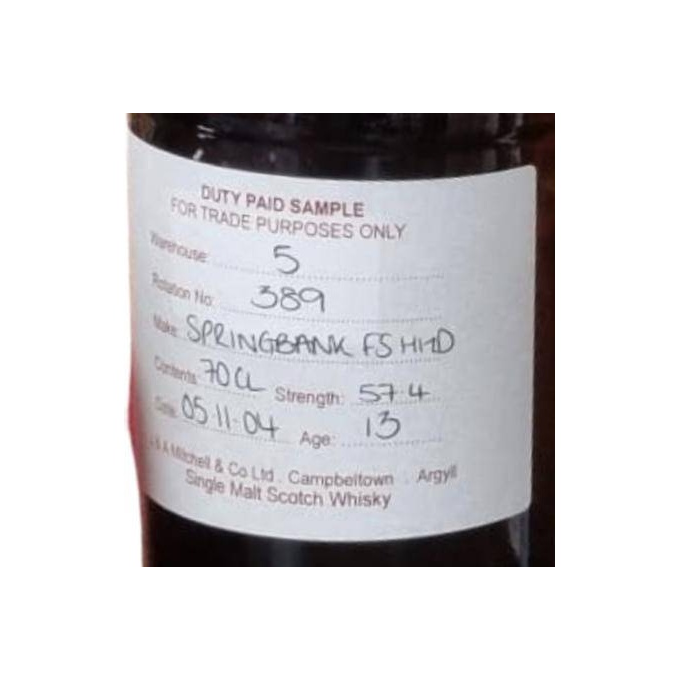 Springbank Duty Paid Sample - For Trade Purposes Only 2004 13 Years Single Malt Whisky
