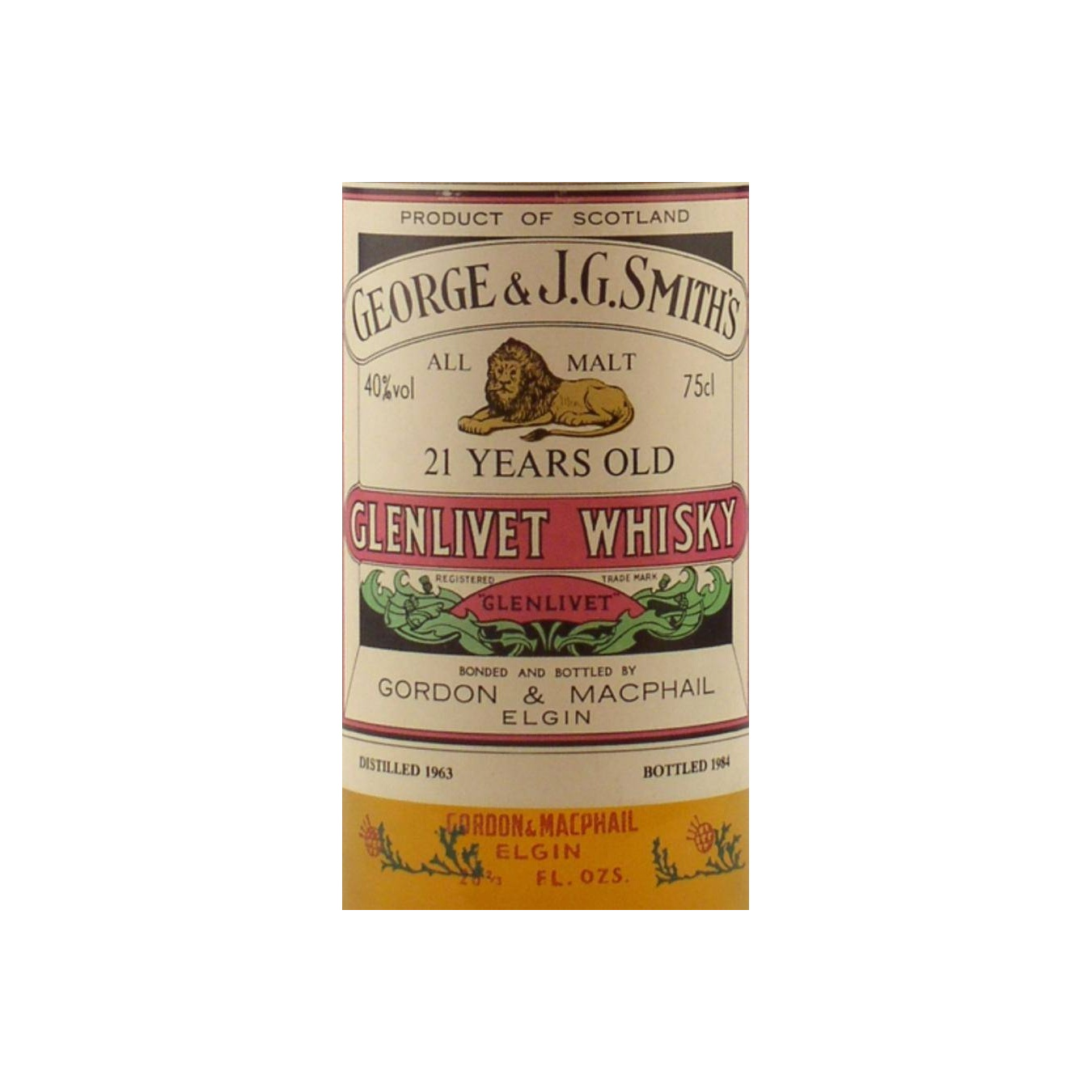 Gordon & MacPhail 1963 21 Years Single Malt Whisky