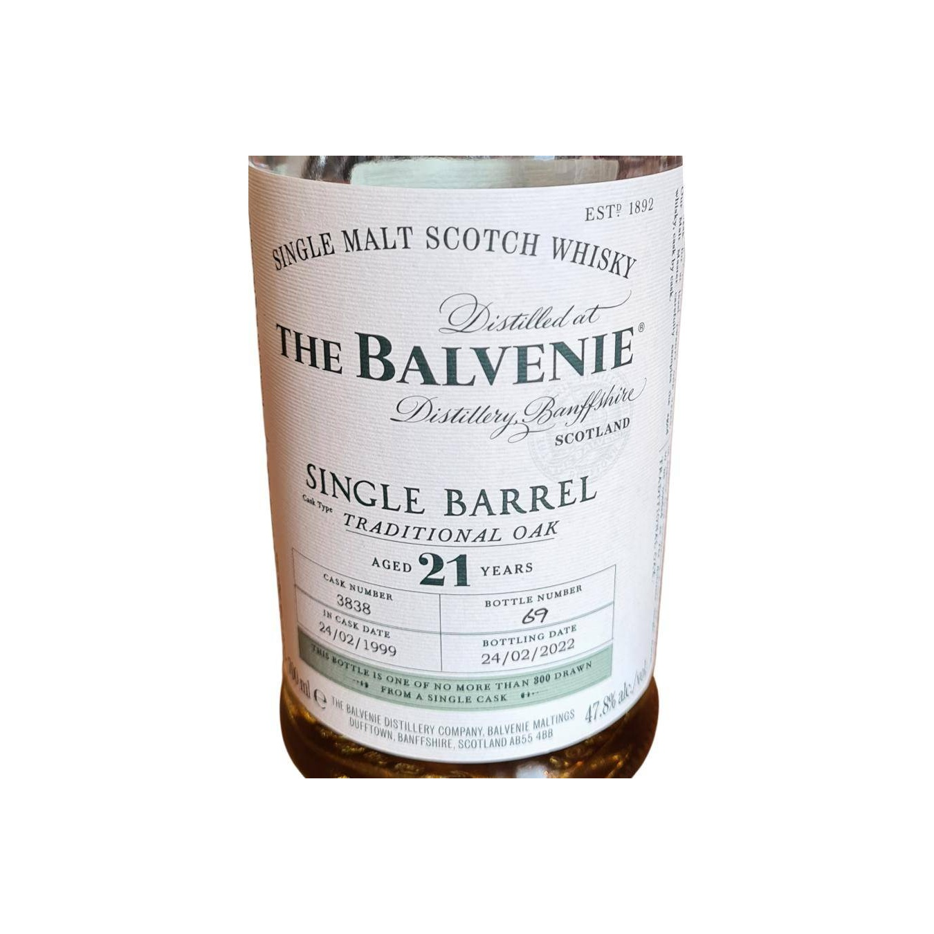 The Balvenie 1999 21 Years Single Malt Whisky