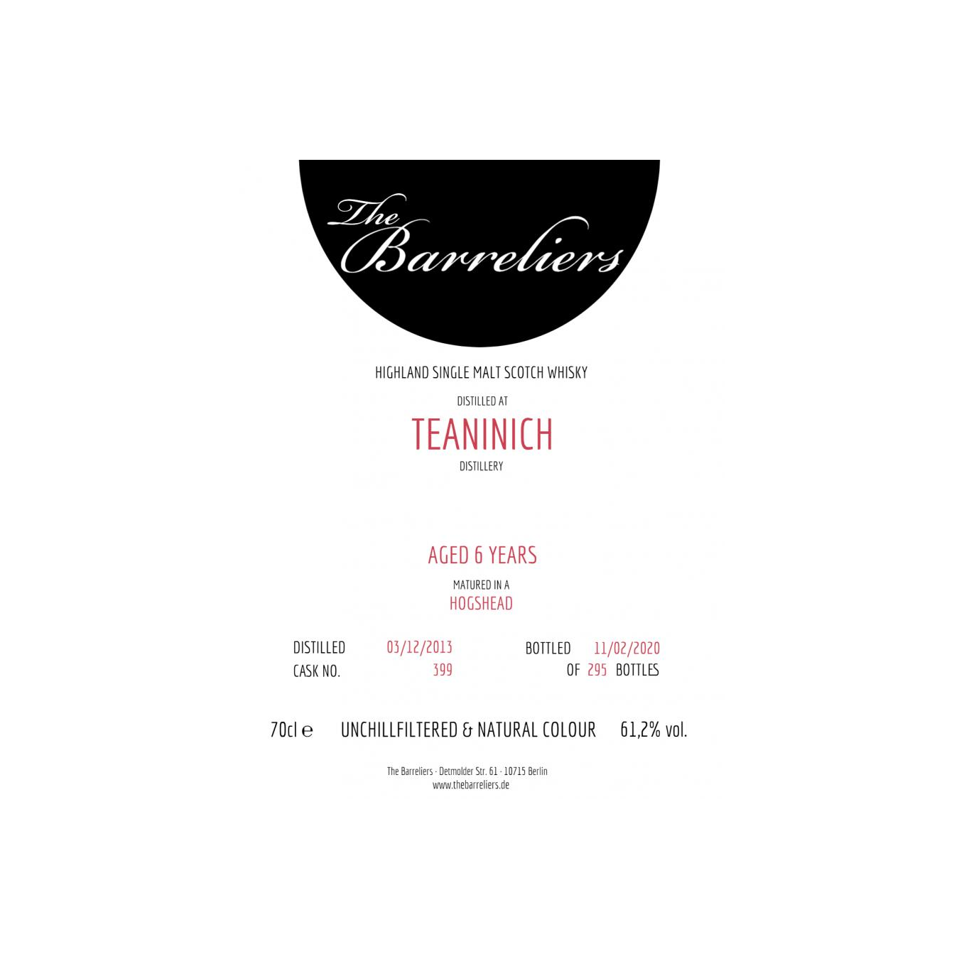 Teaninich 2013 6 Years Single Malt Whisky 2