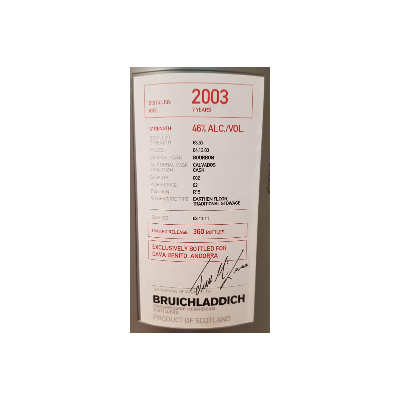 Bruichladdich 2003 7 Years Single Malt Whisky 3