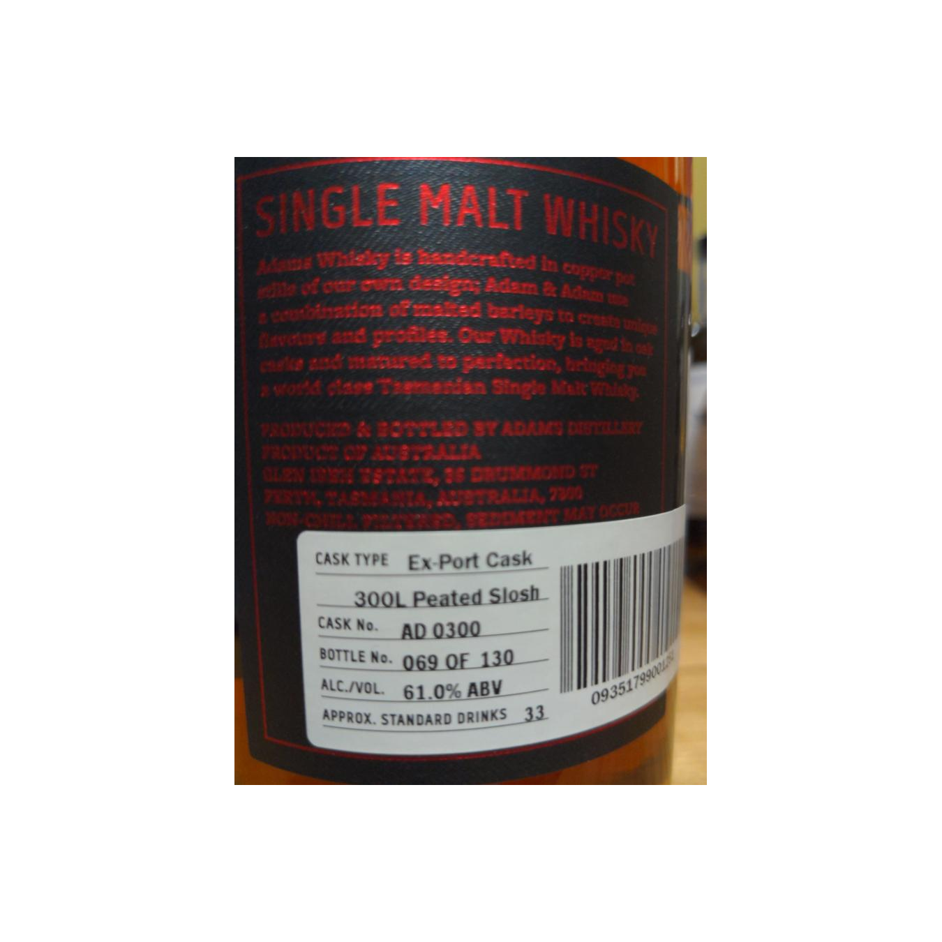Adams Single malt whisky