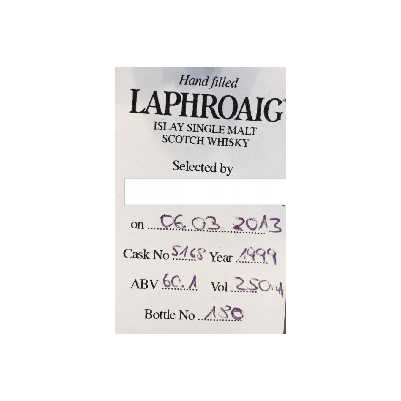 Laphroaig 1999 Single Malt Whisky