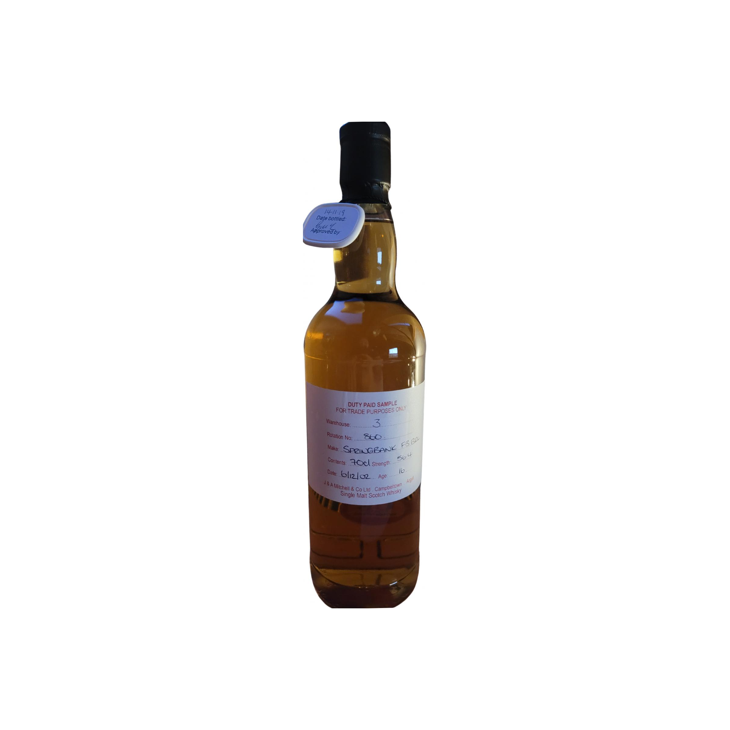 Springbank Duty Paid Sample - For Trade Purposes Only 2002 16 Years Single Malt Whisky