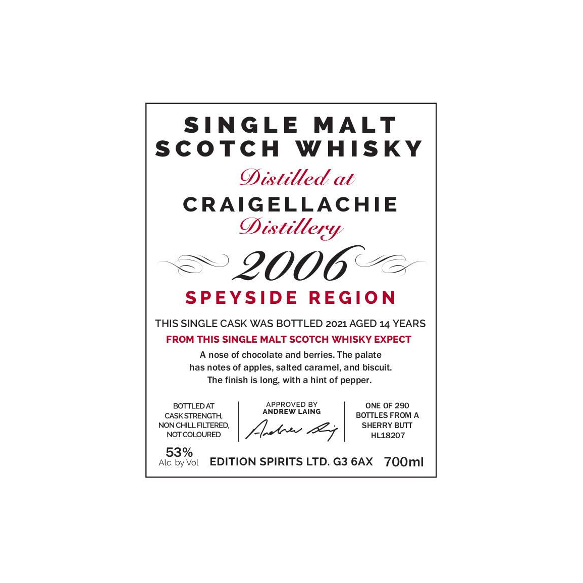 Craigellachie The First Editions 2006 14 Years Single Malt Whisky 2