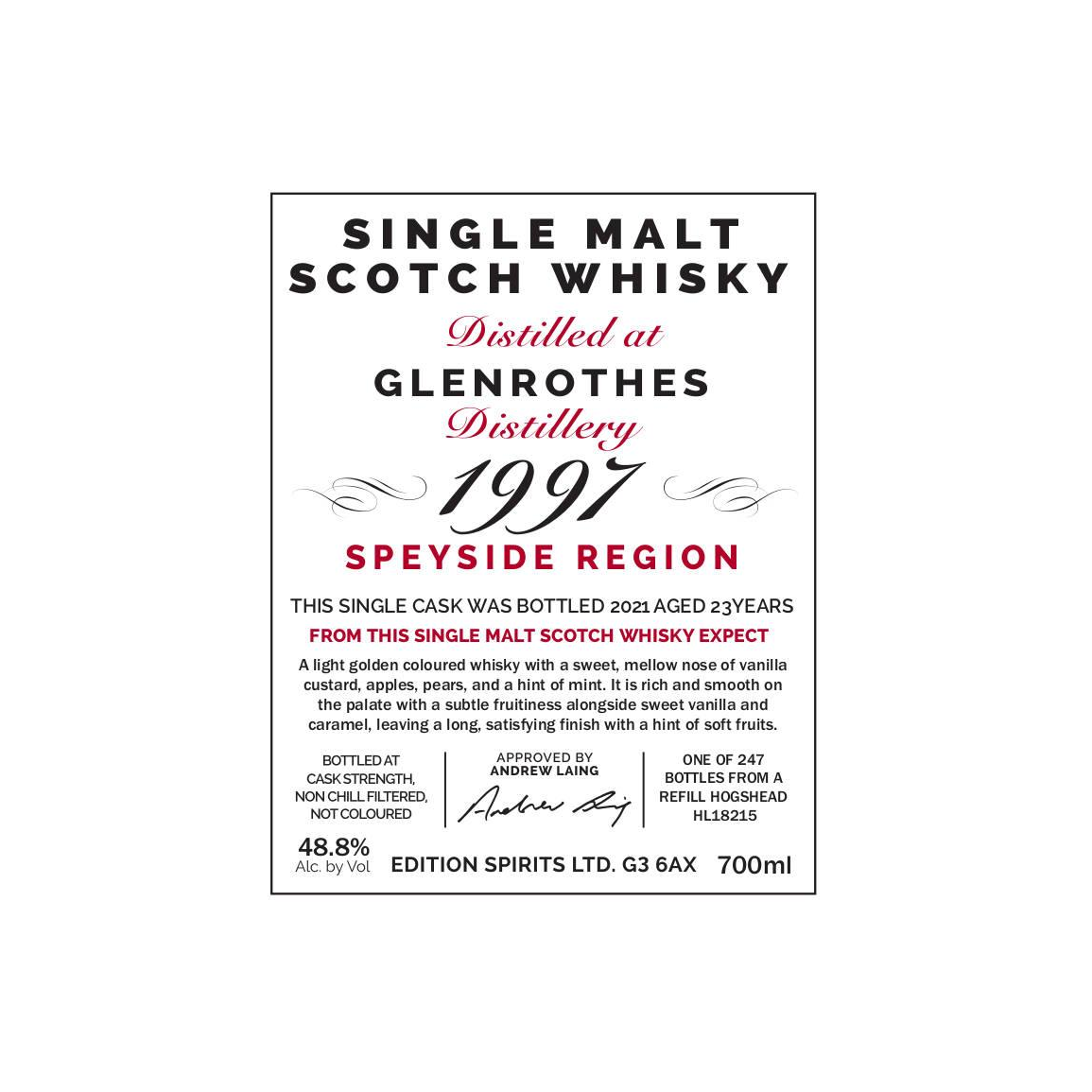 The Glenrothes The First Editions 1997 23 Years Single Malt Whisky 3