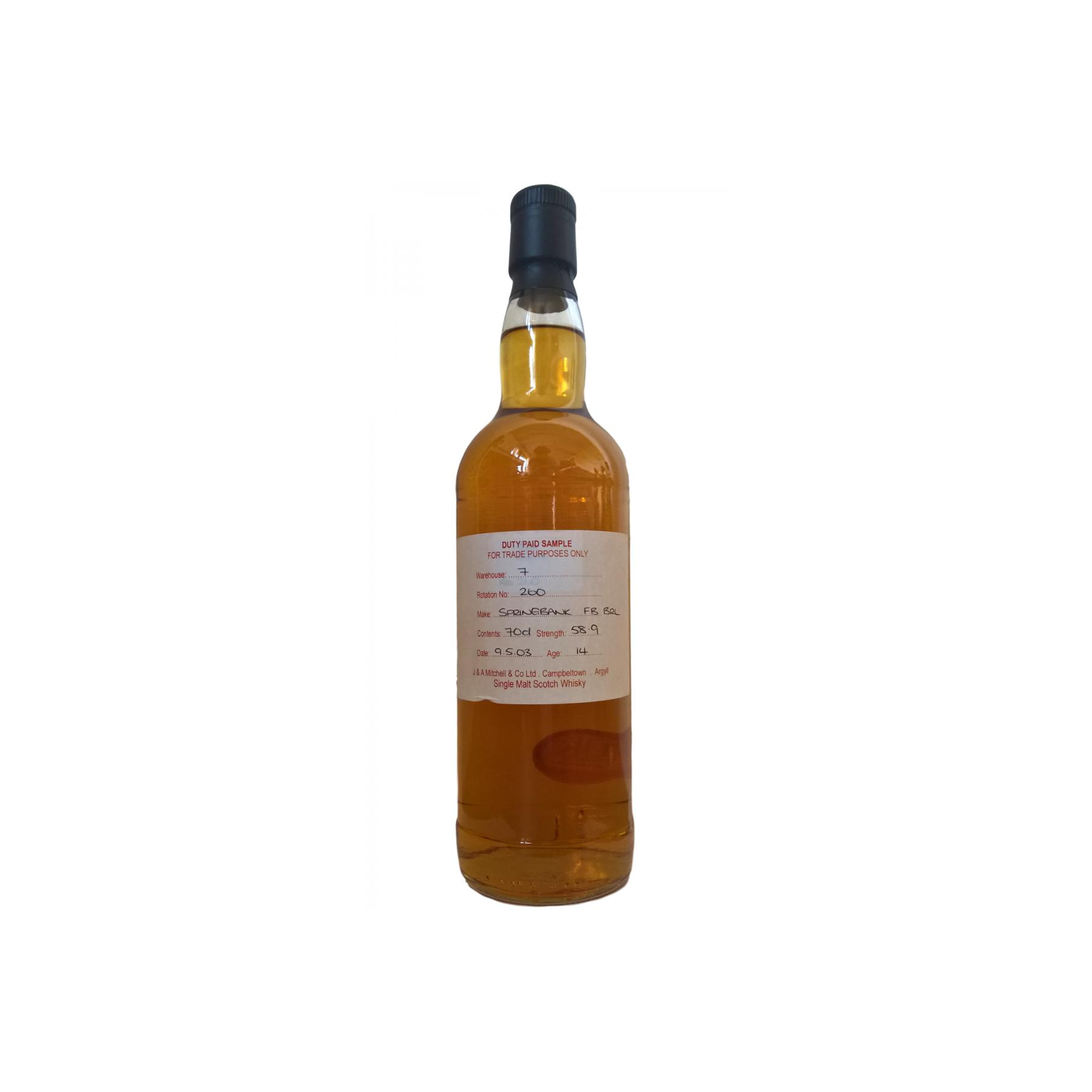 Springbank Duty Paid Sample - For Trade Purposes Only 2003 14 Years Single Malt Whisky