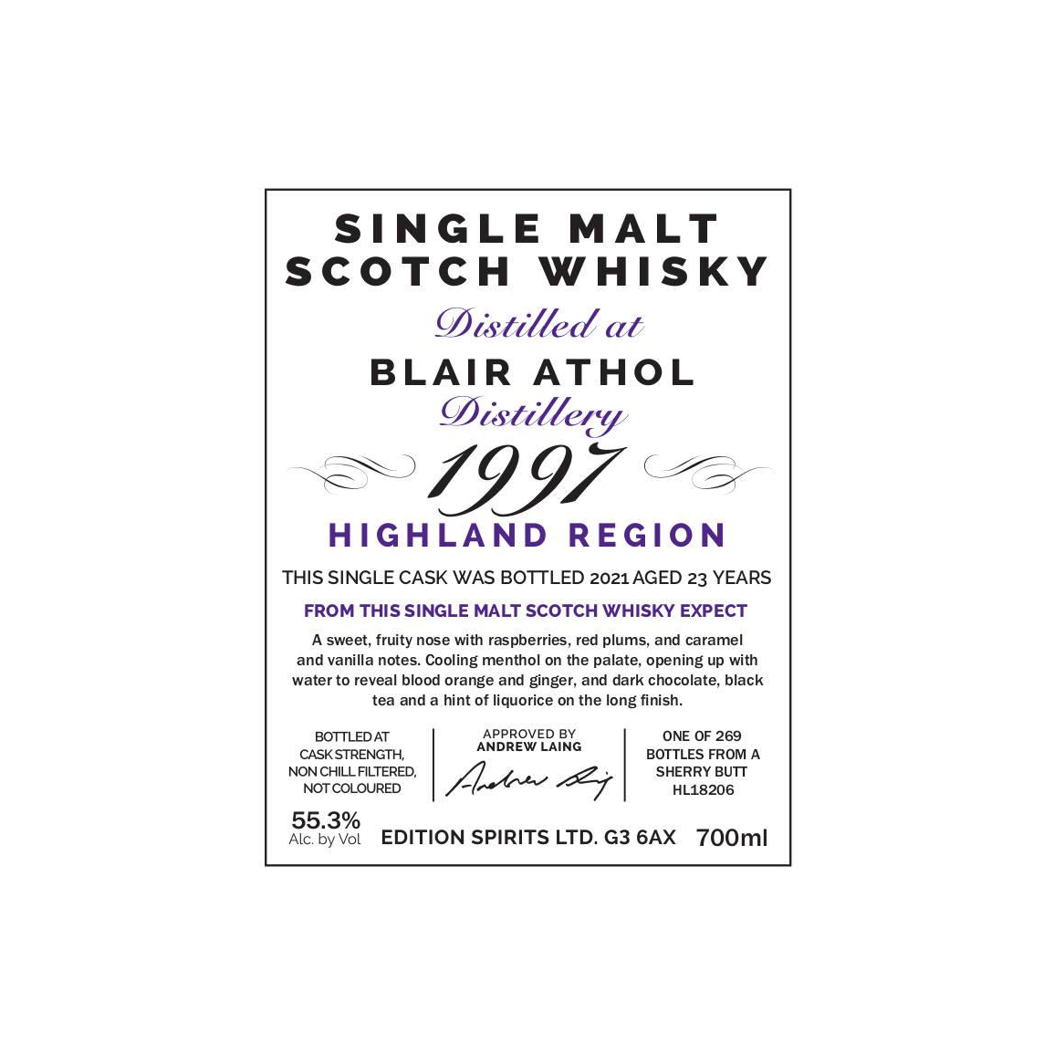 Blair Athol The First Editions 1997 23 Years Single Malt Whisky 2
