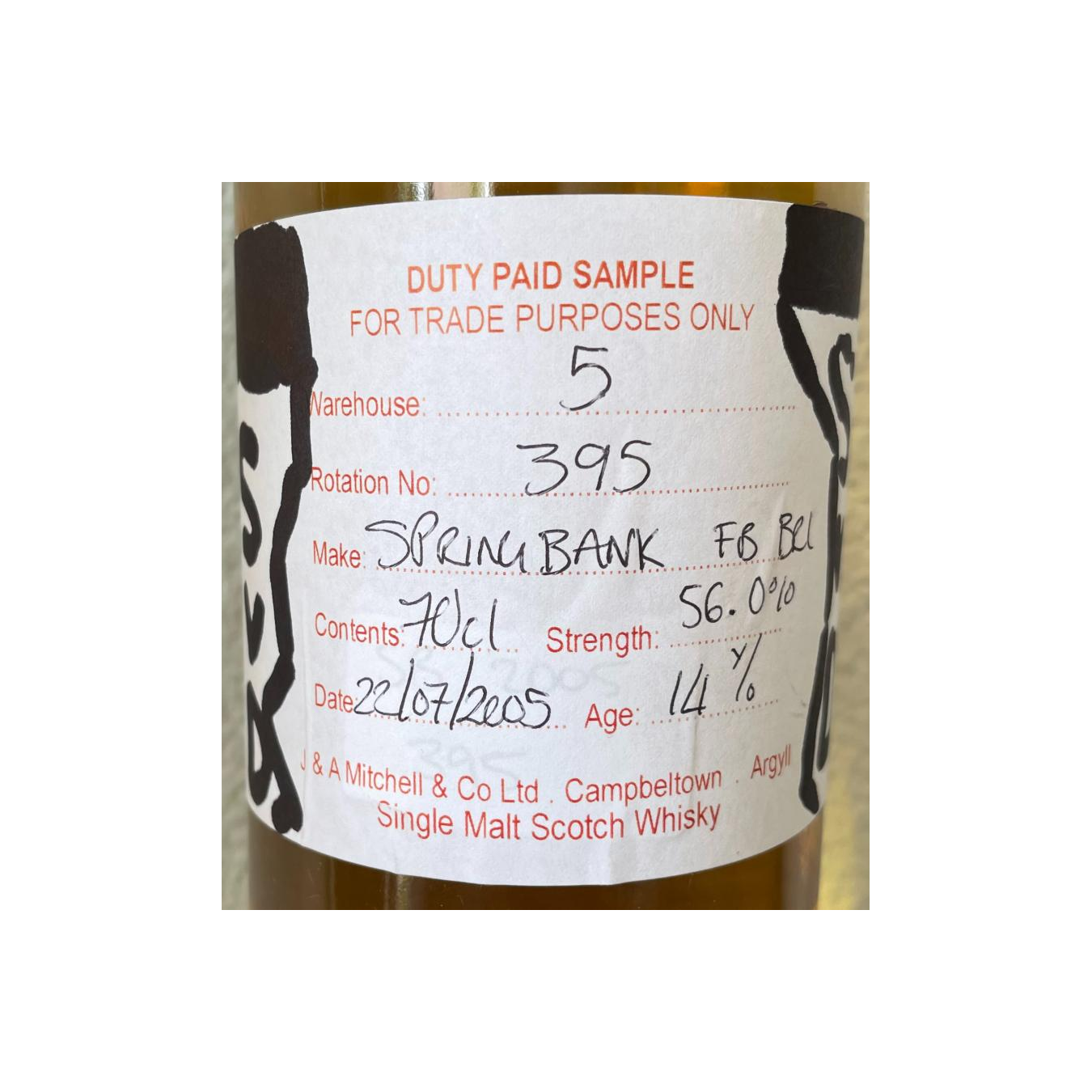 Springbank Duty Paid Sample - For Trade Purposes Only 2005 14 Years Single Malt Whisky