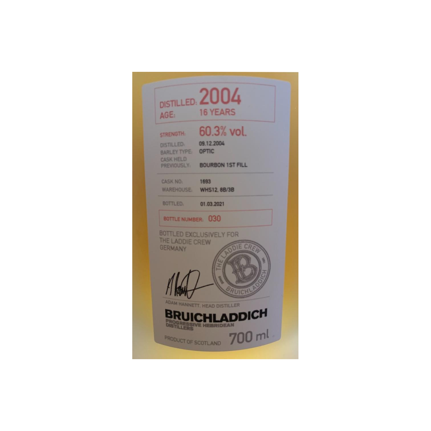 Bruichladdich 2004 16 Years Single Malt Whisky 3